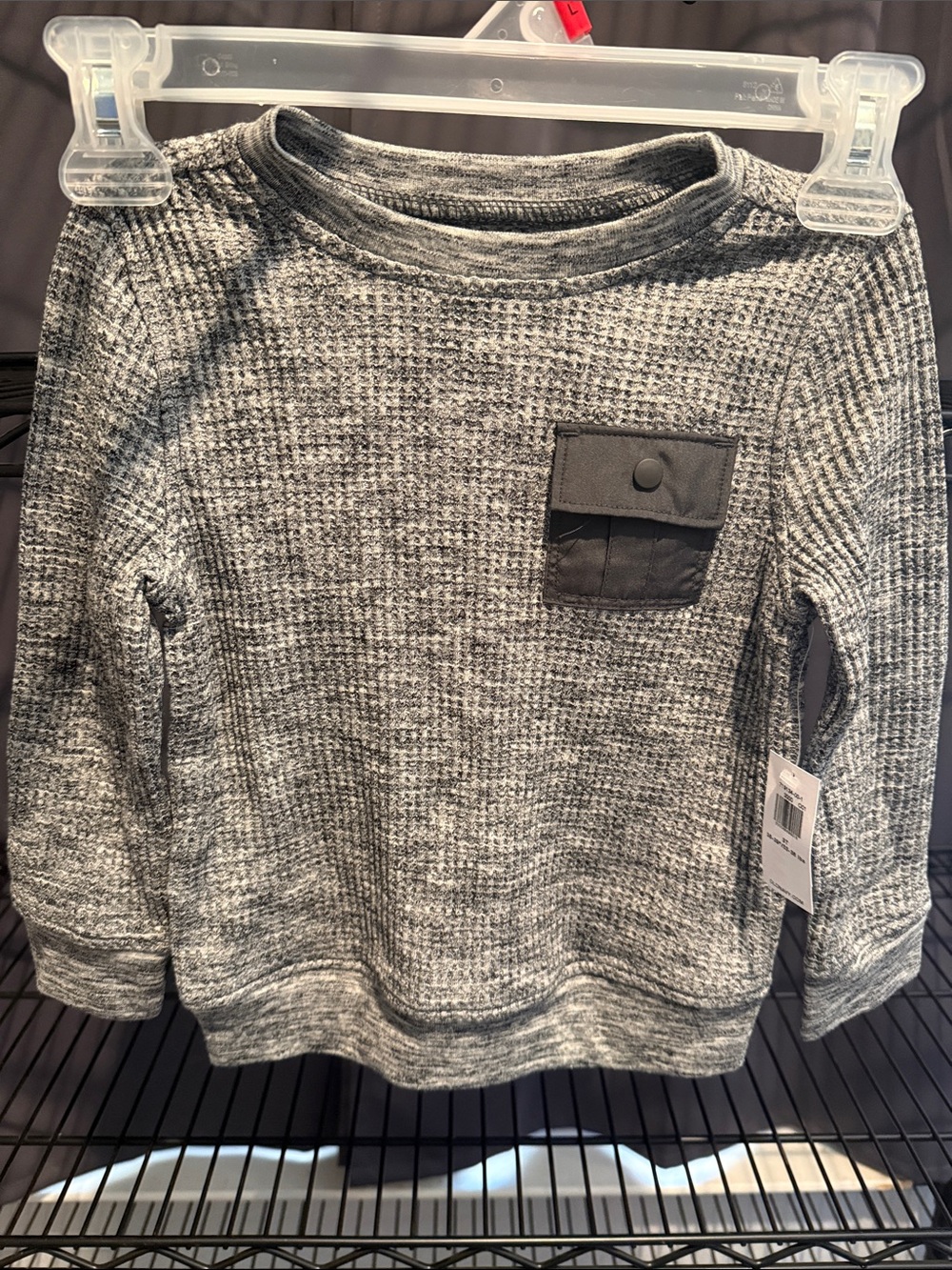Old Navy Gray Knit Crewneck Top with Chest Pocket